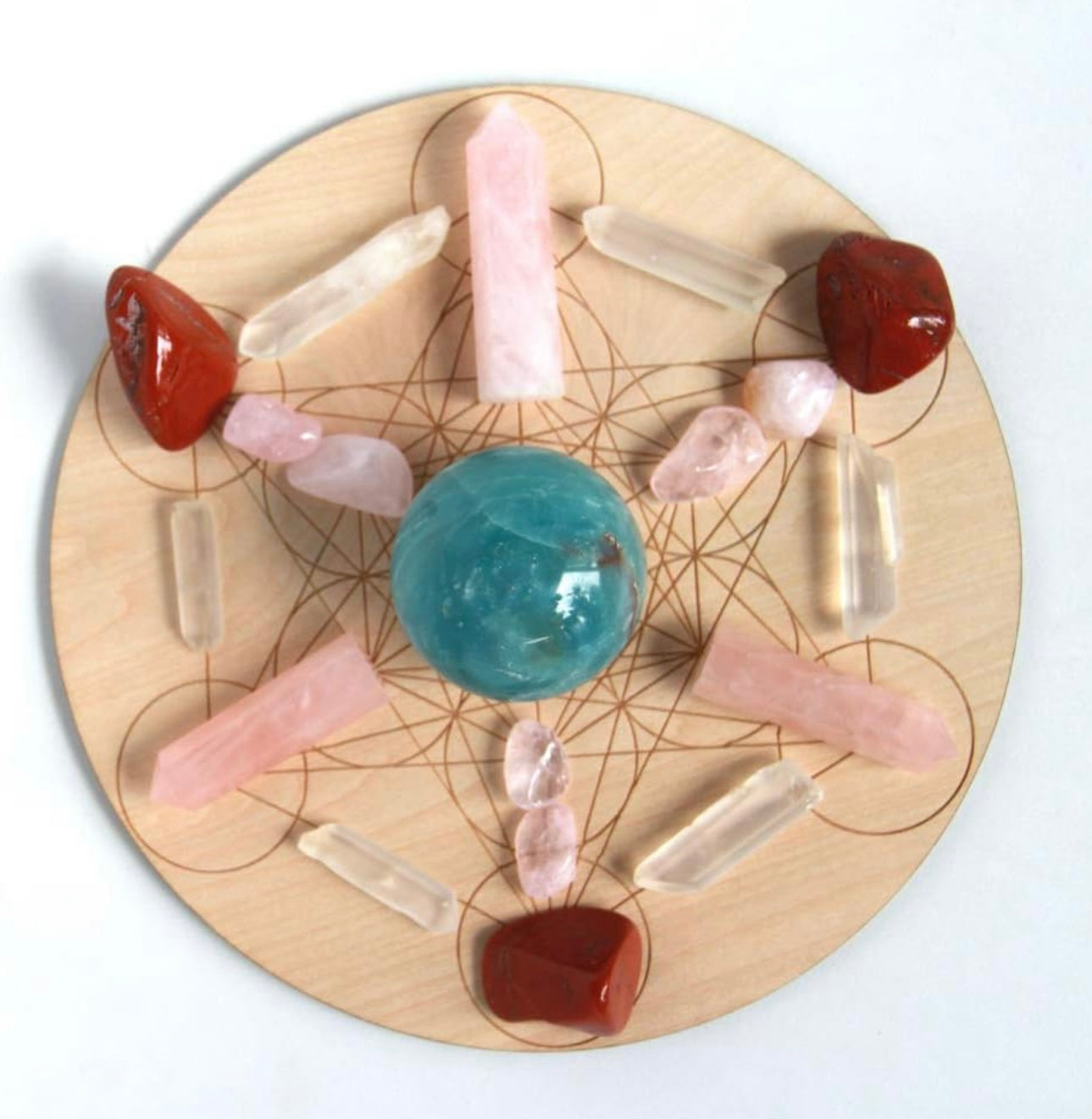 Wood Crystal Grid Altar